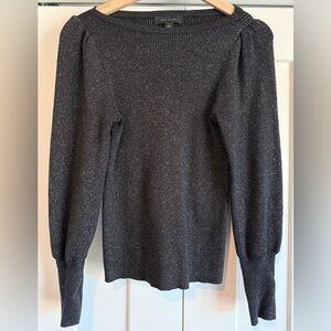 Ann Taylor Black Metallic Wide Neck Sweater